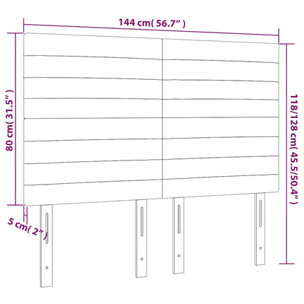 sengegavl med LED-lys 144x5x118/128 cm fløjl mørkegrøn