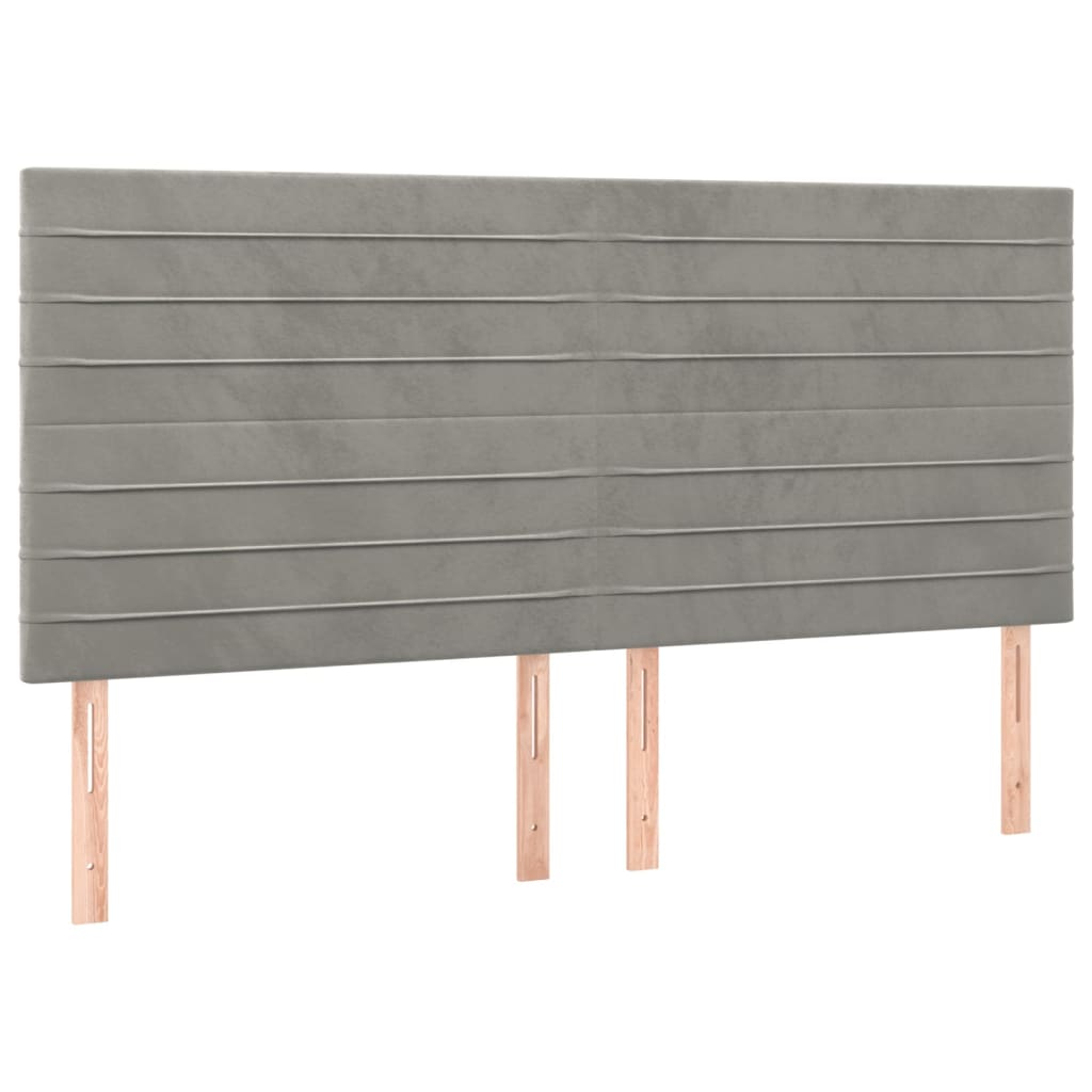 sengegavl med LED-lys 160x5x118/128 cm fløjl lysegrå