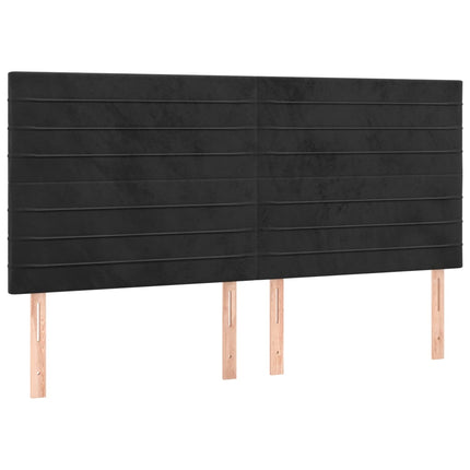 sengegavl med LED-lys 160x5x118/128 cm fløjl sort