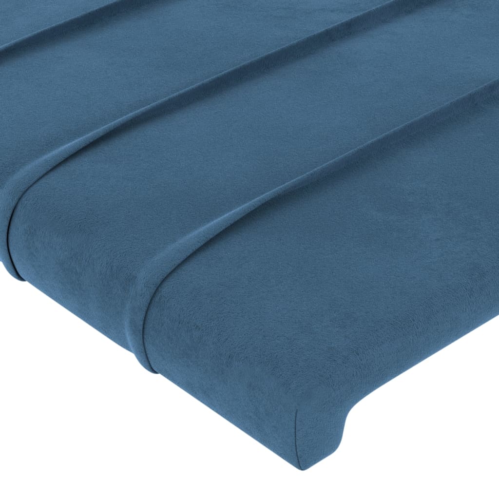 sengegavl med LED-lys 160x5x118/128 cm fløjl mørkeblå