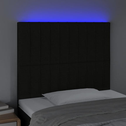sengegavl med LED-lys 90x5x118/128 cm stof sort