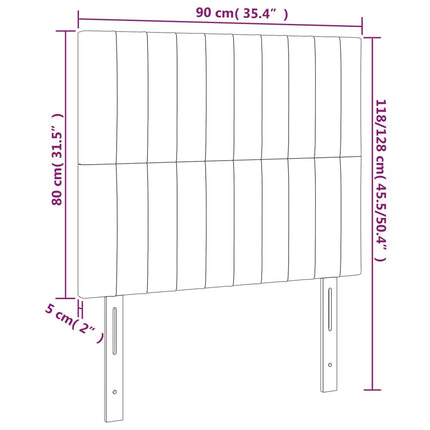 sengegavl med LED-lys 90x5x118/128 cm stof sort