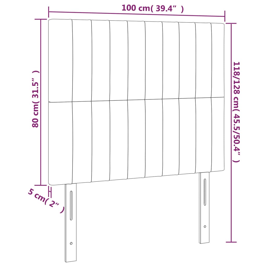 sengegavl med LED-lys 100x5x118/128 cm stof mørkebrun