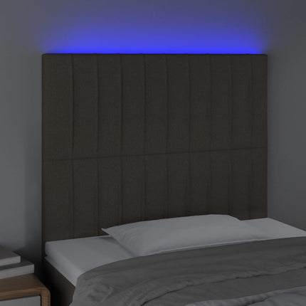 sengegavl med LED-lys 100x5x118/128 cm stof gråbrun