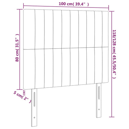 sengegavl med LED-lys 100x5x118/128 cm stof cremefarvet