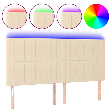 sengegavl med LED-lys 160x5x118/128 cm stof cremefarvet