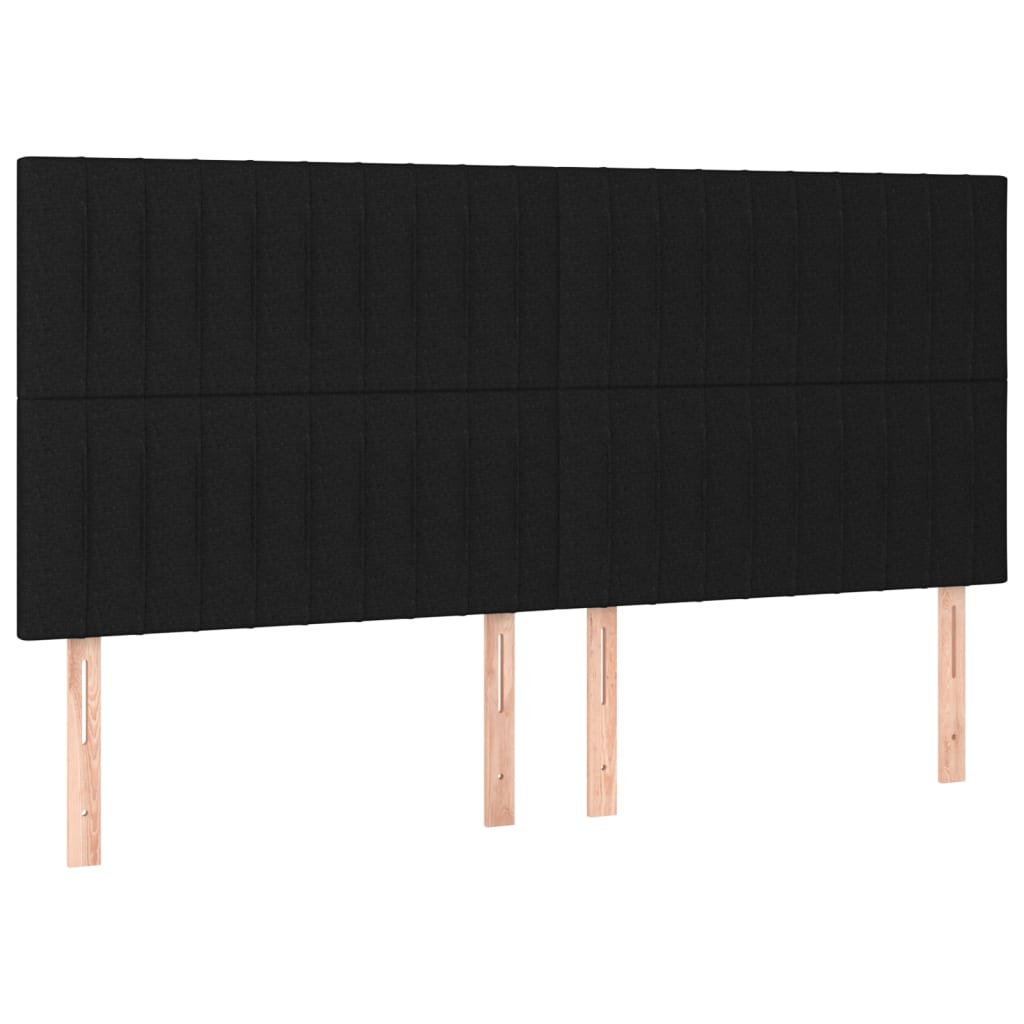sengegavl med LED-lys 180x5x118/128 cm stof sort