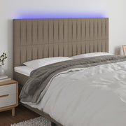 sengegavl med LED-lys 200x5x118/128 cm stof gråbrun