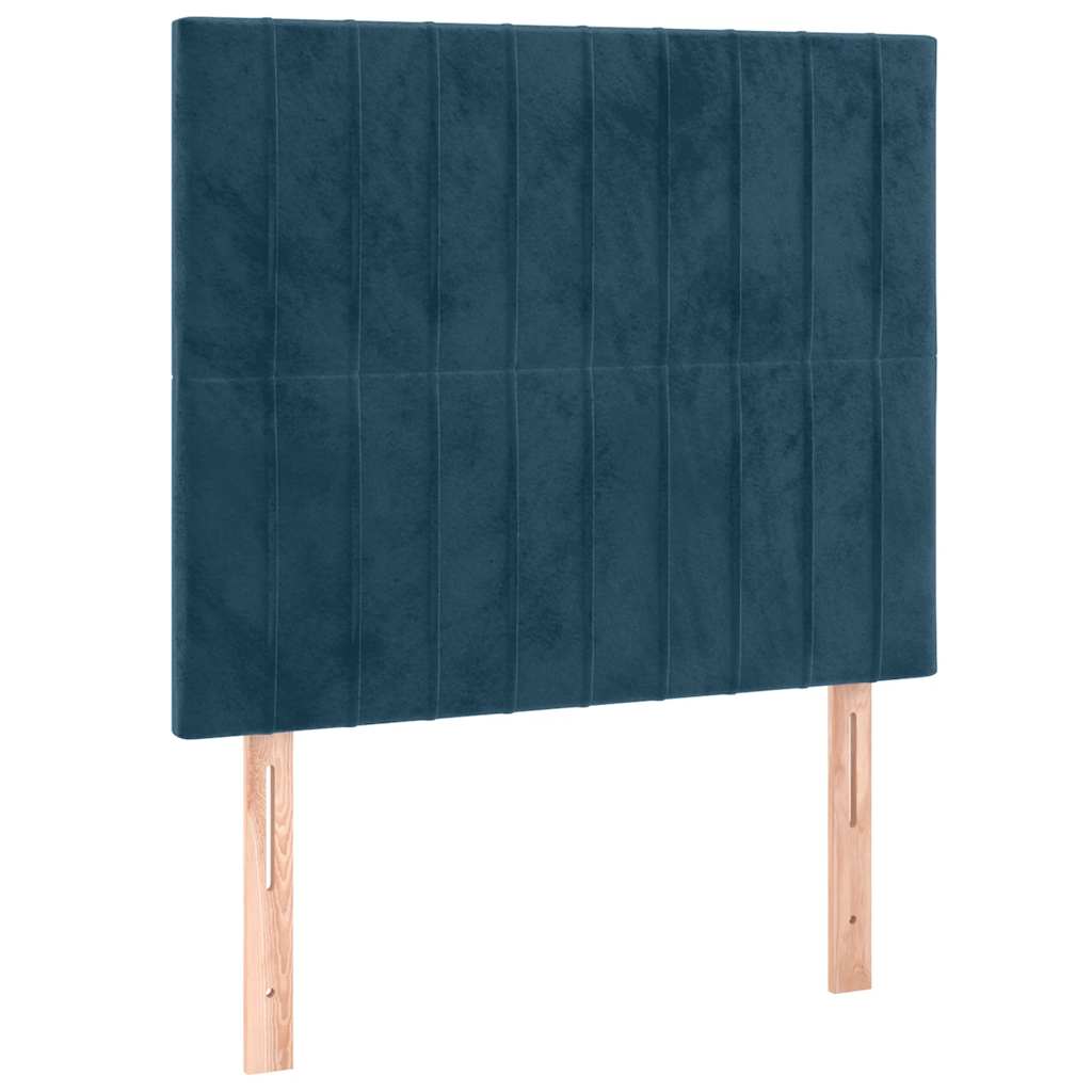 sengegavl med LED-lys 80x5x118/128 cm fløjl mørkeblå