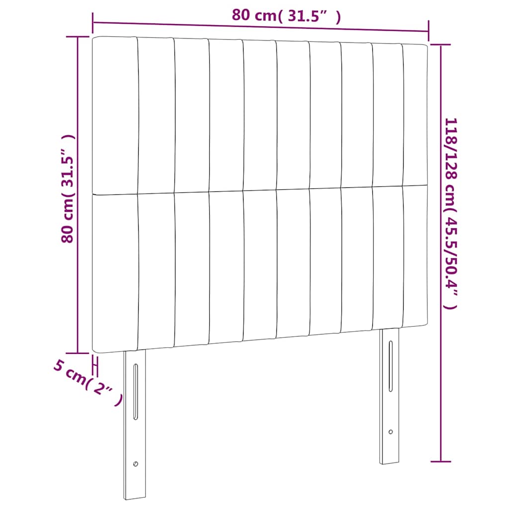sengegavl med LED-lys 80x5x118/128 cm fløjl mørkeblå