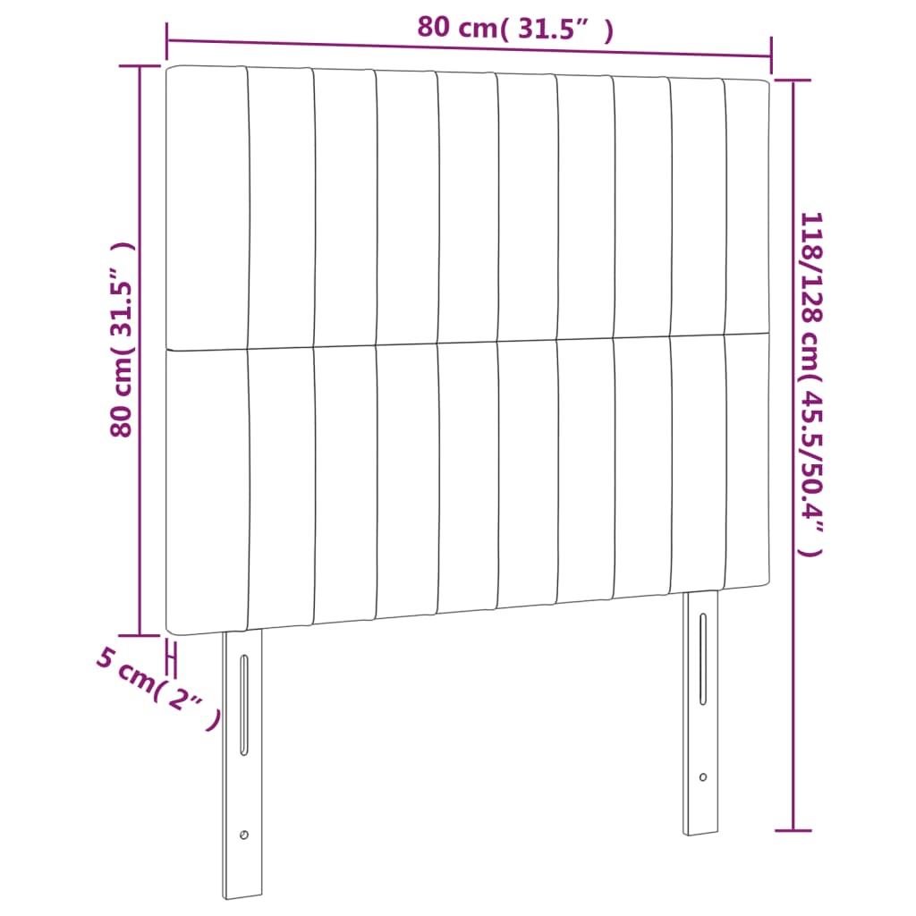 sengegavl med LED-lys 80x5x118/128 cm fløjl lyserød