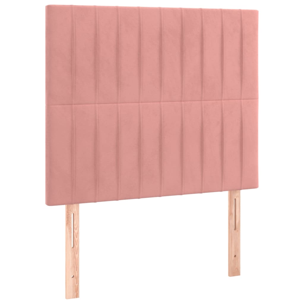 sengegavl med LED-lys 90x5x118/128 cm fløjl lyserød