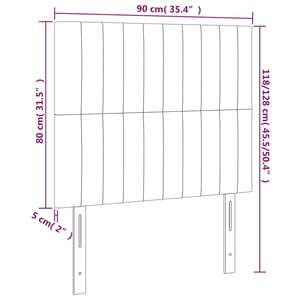 sengegavl med LED-lys 90x5x118/128 cm fløjl lyserød