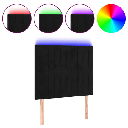 sengegavl med LED-lys 100x5x118/128 cm fløjl sort
