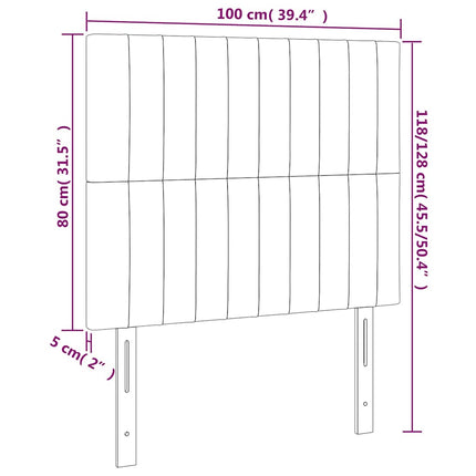 sengegavl med LED-lys 100x5x118/128 cm fløjl mørkegrøn