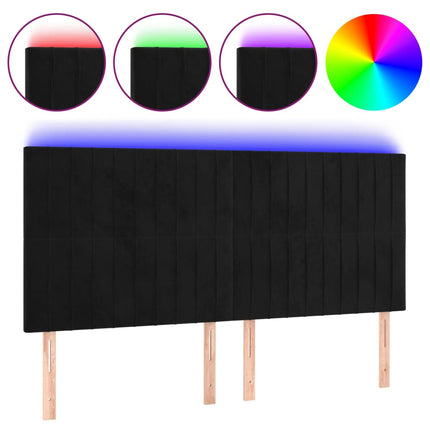 sengegavl med LED-lys 160x5x118/128 cm fløjl sort