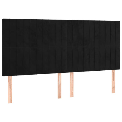 sengegavl med LED-lys 160x5x118/128 cm fløjl sort