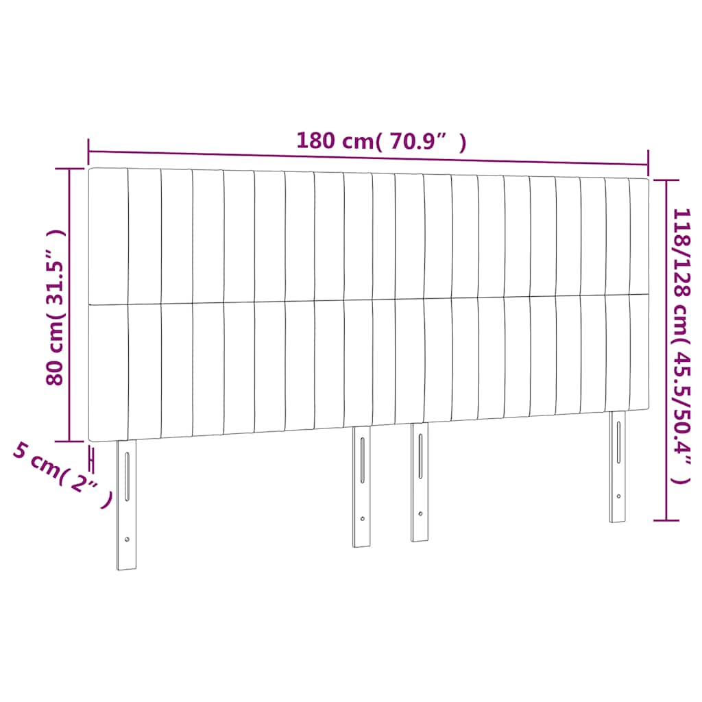 sengegavl med LED-lys 180x5x118/128 cm fløjl mørkegrøn