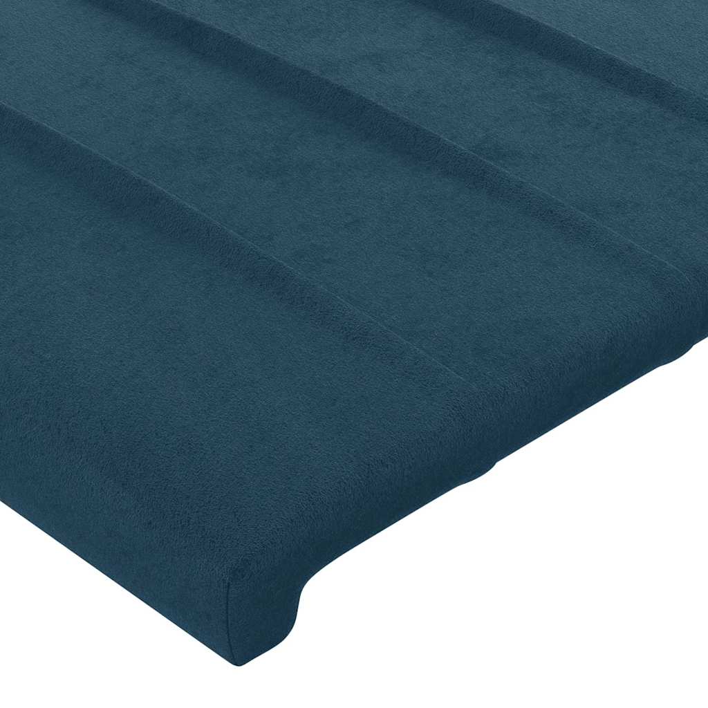 sengegavl med LED-lys 180x5x118/128 cm fløjl mørkeblå