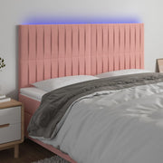 sengegavl med LED-lys 180x5x118/128 cm fløjl lyserød