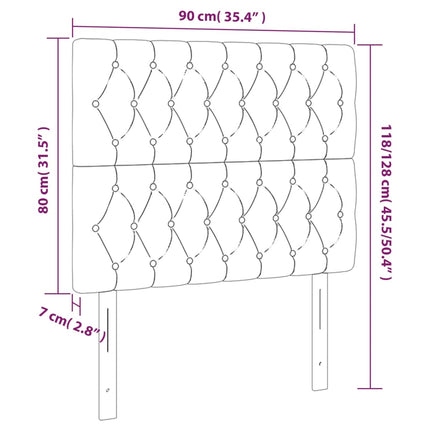 sengegavl med LED-lys 90x7x118/128 cm stof sort