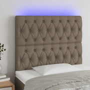 sengegavl med LED-lys 100x7x118/128 cm stof gråbrun