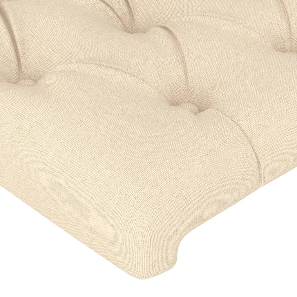 sengegavl med LED-lys 200x7x118/128 cm stof cremefarvet