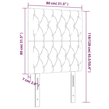 sengegavl med LED-lys 80x7x118/128 cm fløjl sort
