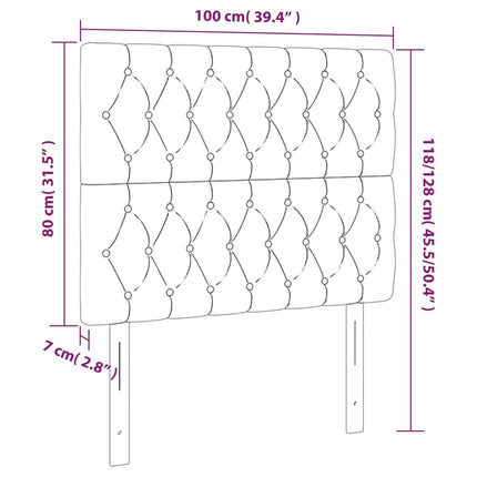 sengegavl med LED-lys 100x7x118/128 cm fløjl sort