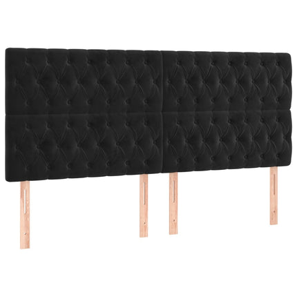 sengegavl med LED-lys 180x7x118/128 cm fløjl sort