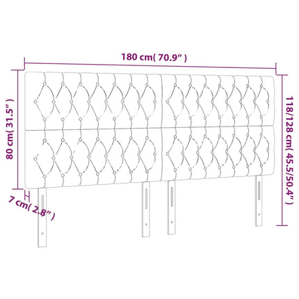 sengegavl med LED-lys 180x7x118/128 cm fløjl sort