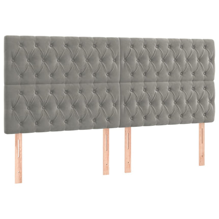 sengegavl med LED-lys 200x7x118/128 cm fløjl lysegrå