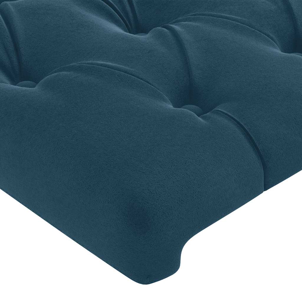 sengegavl med LED-lys 200x7x118/128 cm fløjl mørkeblå
