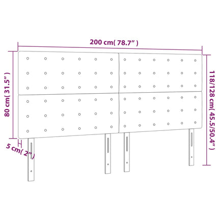 sengegavl med LED-lys 200x5x118/128 cm stof sort
