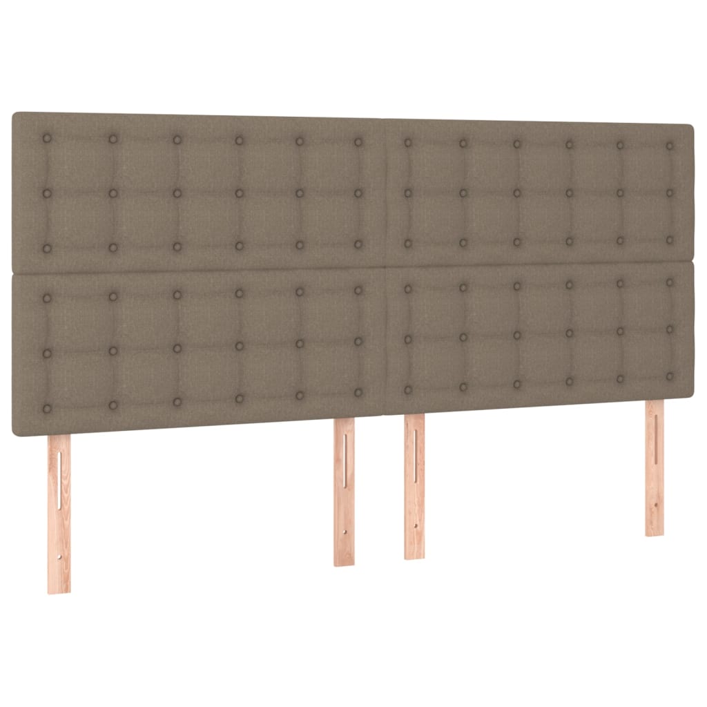 sengegavl med LED-lys 200x5x118/128 cm stof gråbrun