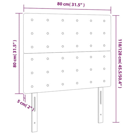 sengegavl med LED-lys 80x5x118/128 cm fløjl mørkegrøn