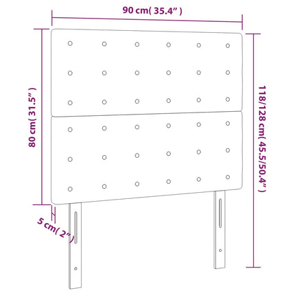 sengegavl med LED-lys 90x5x118/128 cm fløjl sort