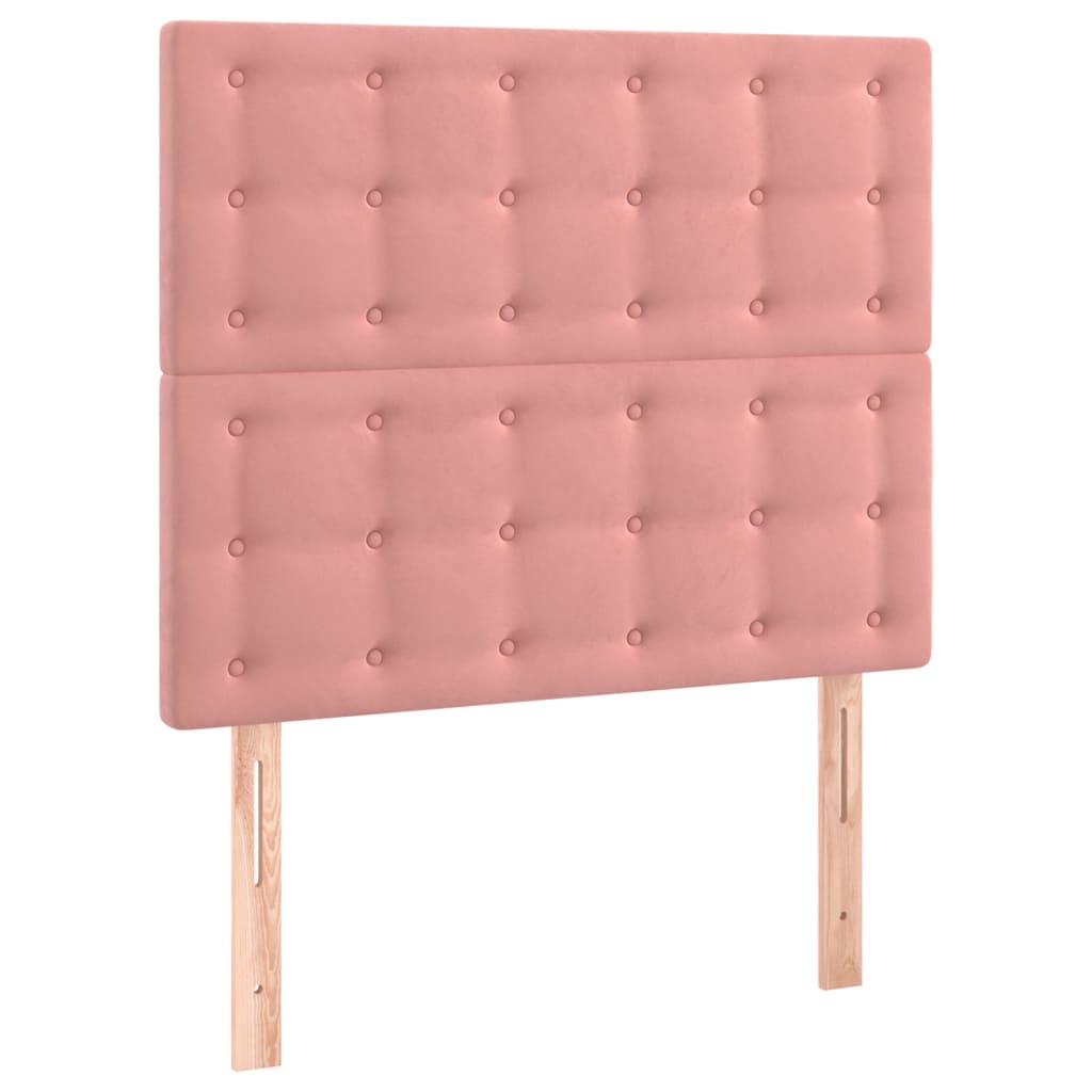 sengegavl med LED-lys 90x5x118/128 cm fløjl lyserød