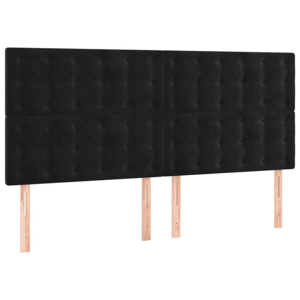 sengegavl med LED-lys 160x5x118/128 cm fløjl sort