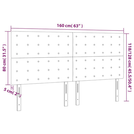 sengegavl med LED-lys 160x5x118/128 cm fløjl sort