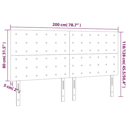 sengegavl med LED-lys 200x5x118/128 cm fløjl mørkegrøn