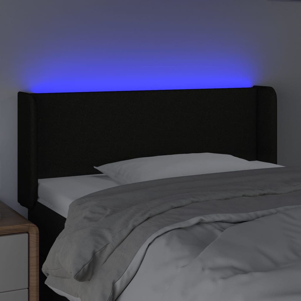 sengegavl med LED-lys 103x16x78/88 cm stof sort