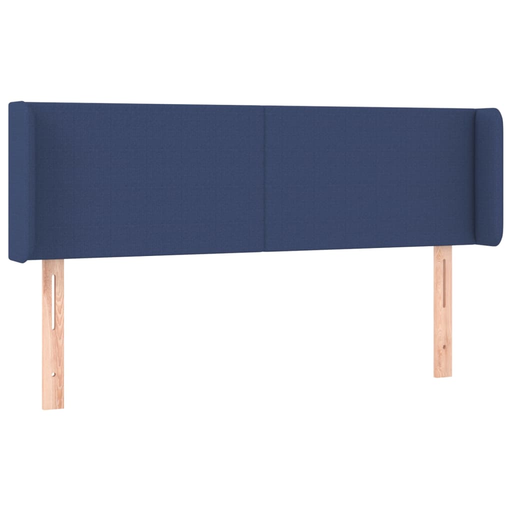 sengegavl med LED-lys 147x16x78/88 cm stof blå