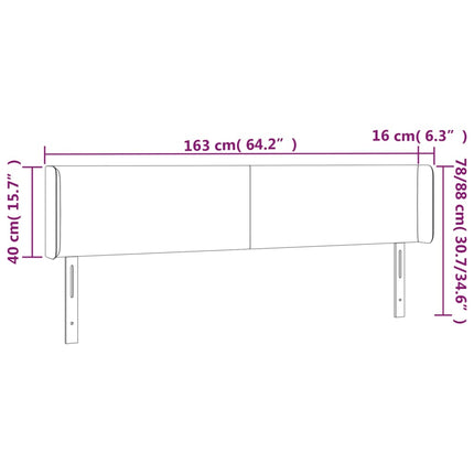 sengegavl med LED-lys 163x16x78/88 cm stof blå