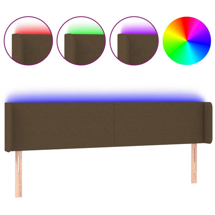 sengegavl med LED-lys 203x16x78/88 cm stof mørkebrun