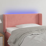 sengegavl med LED-lys 83x16x78/88 cm fløjl lyserød
