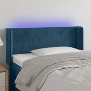 sengegavl med LED-lys 93x16x78/88 cm fløjl Mørkeblå