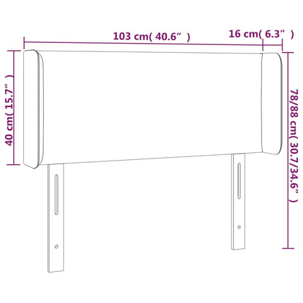 sengegavl med LED-lys 103x16x78/88 cm fløjl sort