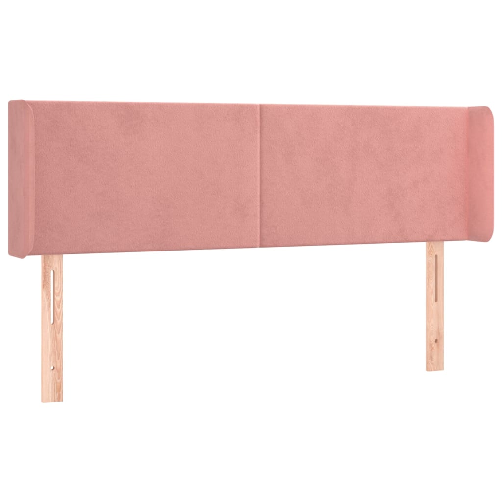 sengegavl med LED-lys 147x16x78/88 cm fløjl lyserød