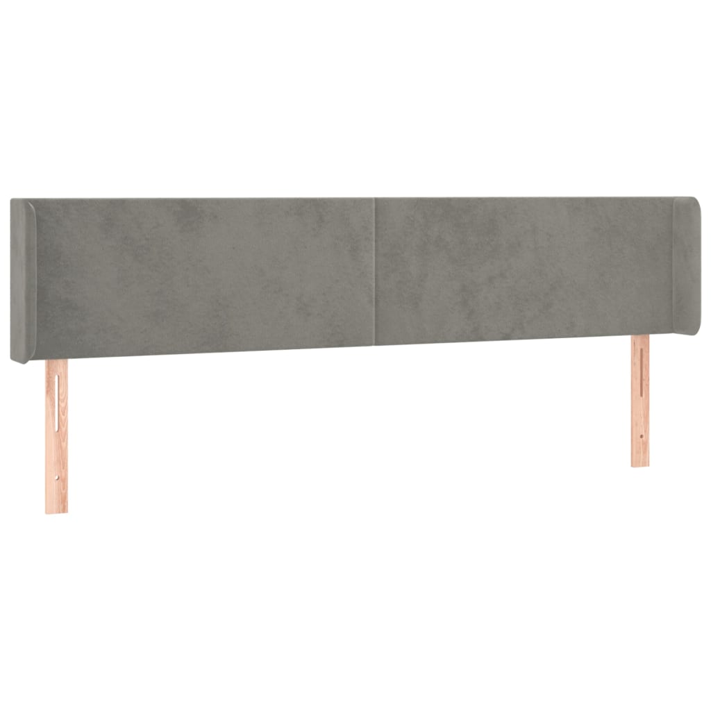 sengegavl med LED-lys 163x16x78/88 cm fløjl lysegrå